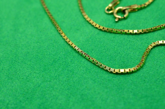 20" Gold plated box chain necklace 1.1mm