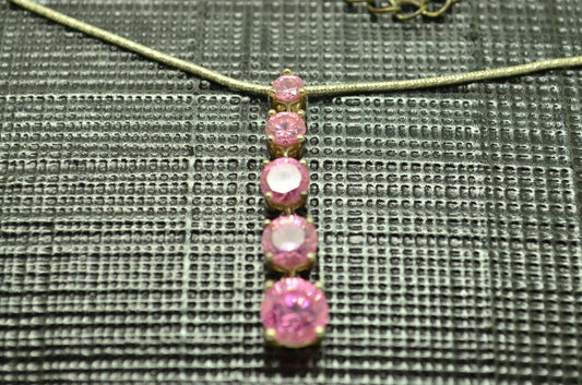 18" 925 Sterling Silver bubble gum-pink CZ journey pendant necklace