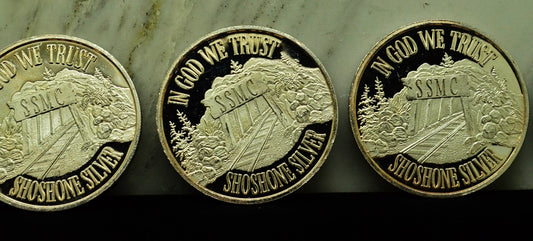 Lot 5 Shoshone Silver Mining Co Lakeview Idaho Art Rounds 1 oz .999 Silver Each