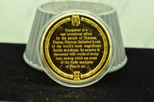 925 Silver Franklin Mint Art Round History Of Mankind Chartres Cathedral