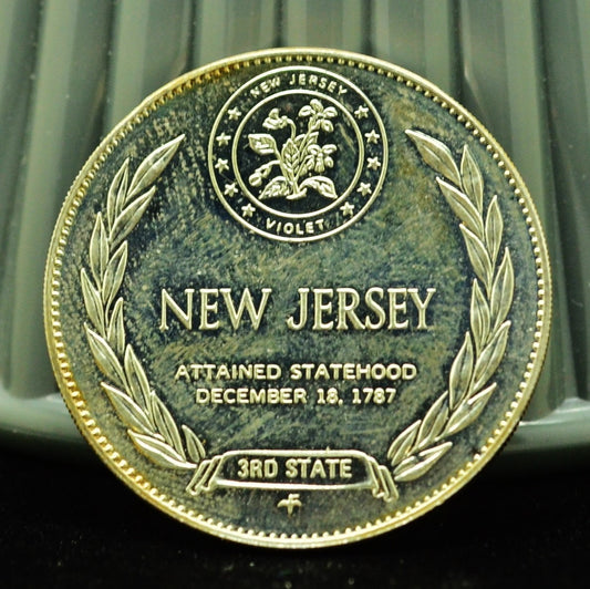 925 Silver Franklin Mint Art Round State of New Jersey