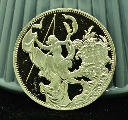 1975 Charles Lindbergh Franklin Mint Art Round 92.5% Silver