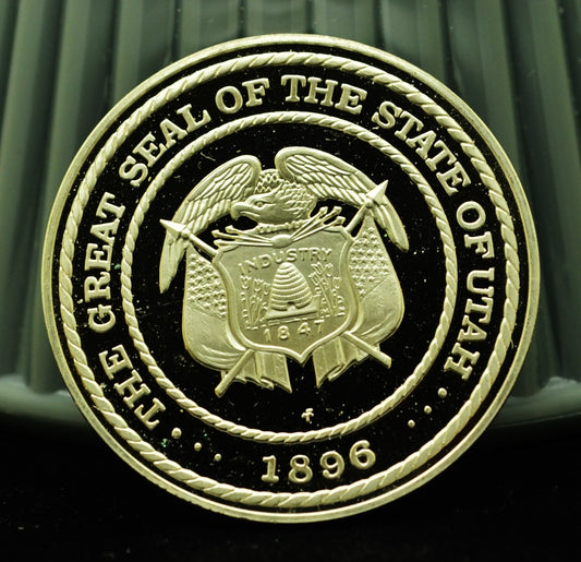 Utah Faith In God and Country Franklin Mint Art Round 92.5% Silver