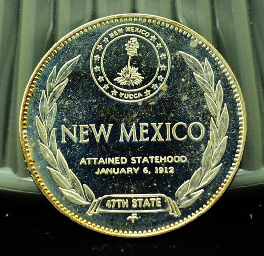 925 Silver Franklin Mint Art Round State of New Mexico