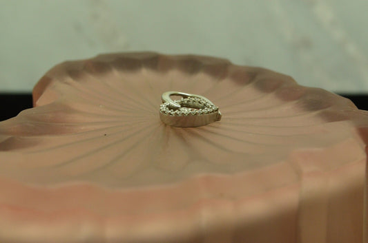 10K White gold open heart w/ diamonds tiny pendant charm 0.20 tcw #D3786