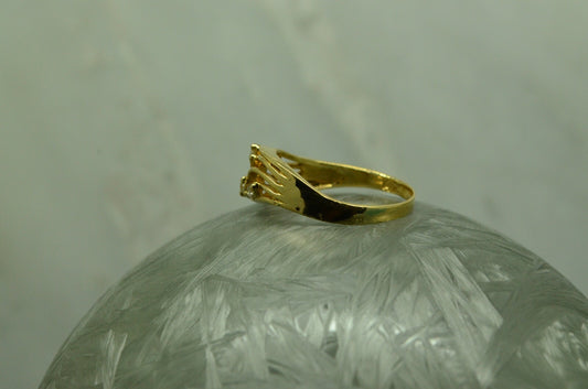 14K Yellow Gold constellation cubic zirconia design ring band size 6.75