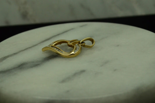 10K Yellow gold open heart pendant charm w/ diamonds 0.50 tcw #D3750