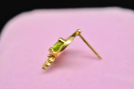10K Yellow Gold Black Hills Gold Leaves w/ Peridot Single Stud Earring -just one