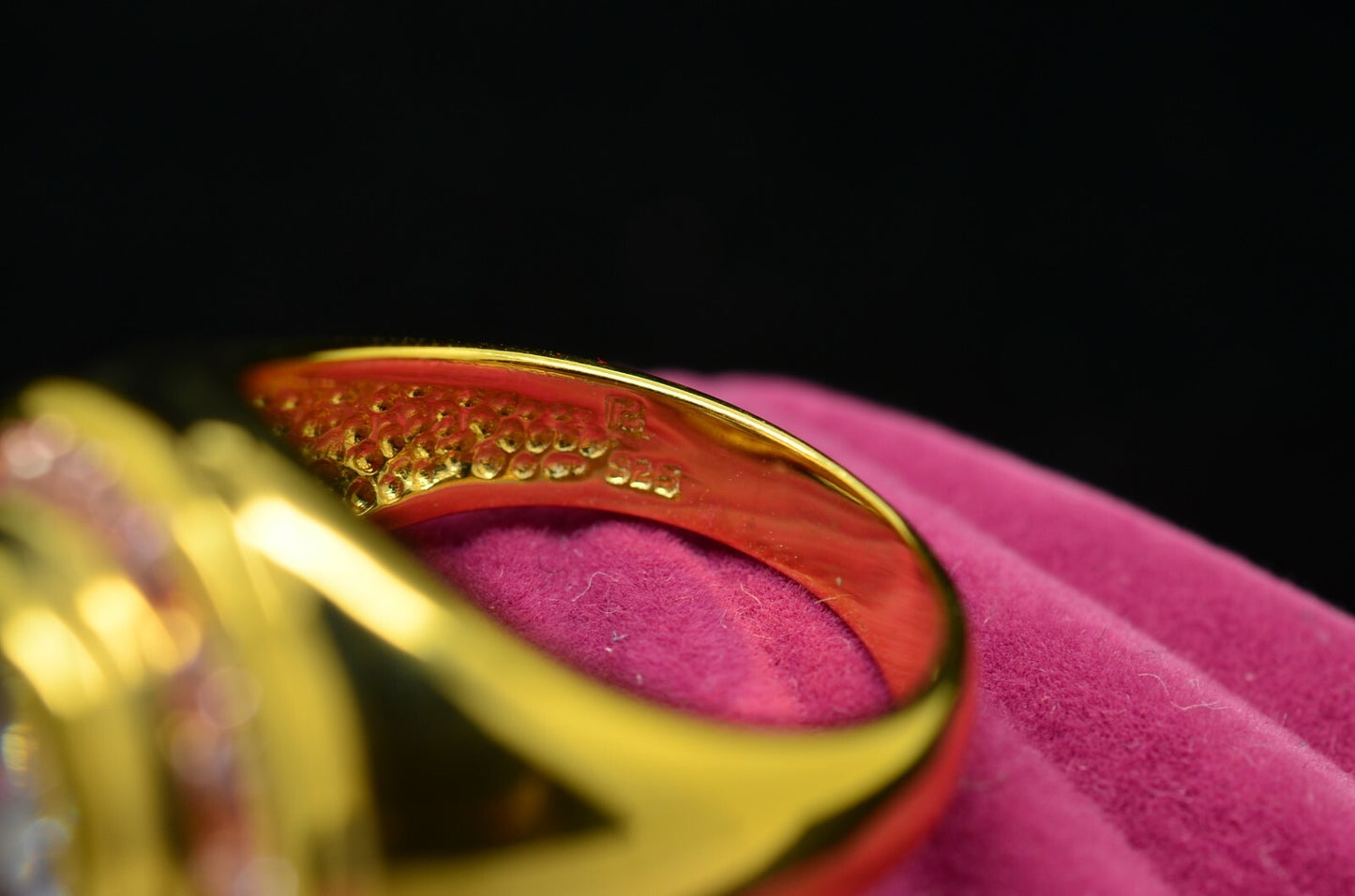 Vermeil 925 Sterling Silver Purple CZ Solitaire Ring Band w/ Pink CZ Halo Size 7