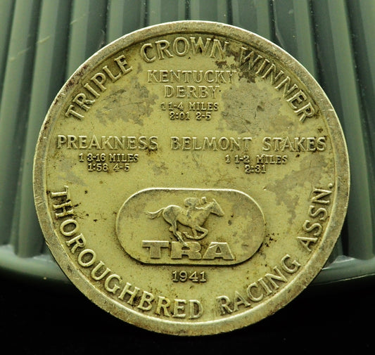 1941 Triple Crown Winner Whirlaway .999+ Silver Art Round 40mm 1.2 Troy Oz