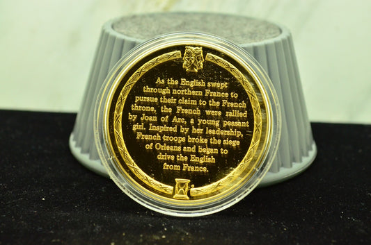 925 Silver Franklin Mint Art Round History Of Mankind Joan of Arc Rallies French