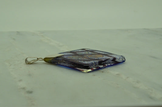925 Sterling Silver dichroic glass pendant charm -large