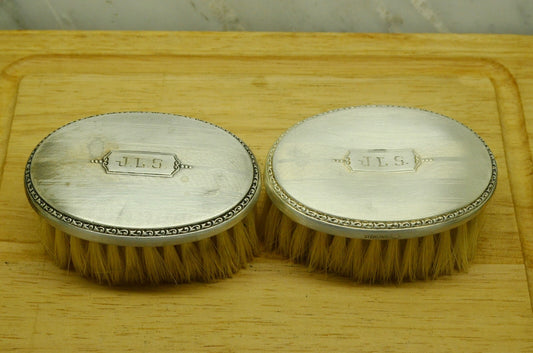 Pair of 925 Sterling Silver vanity hand brushes 2.75 x 2"