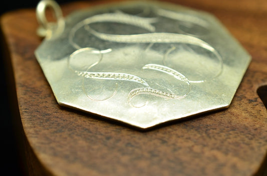 925 Sterling silver octagonal pendant charm