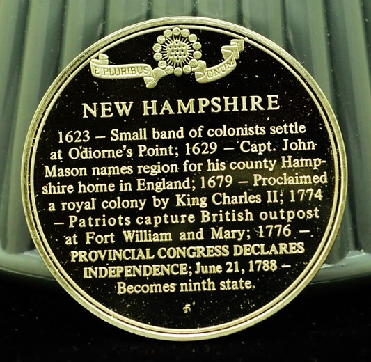 925 Silver Franklin Mint Art Round State of New Hampshire