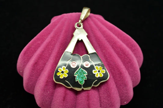 925 Sterling Silver enamel pendant charm
