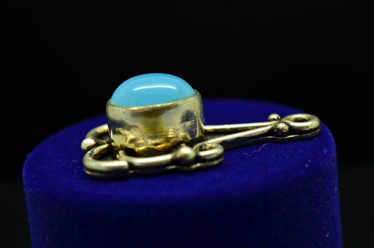 925 Sterling silver with blue oval chalcedony cabochon pendant charm