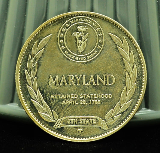 925 Silver Franklin Mint Art Round State of Maryland