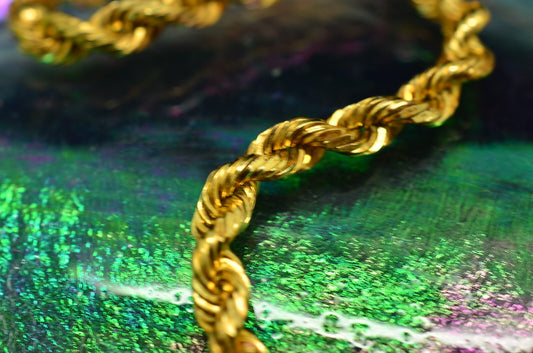 21" 14K Yellow gold spiral rope chain necklace 4.5mm 12.3 grams -Made in Peru