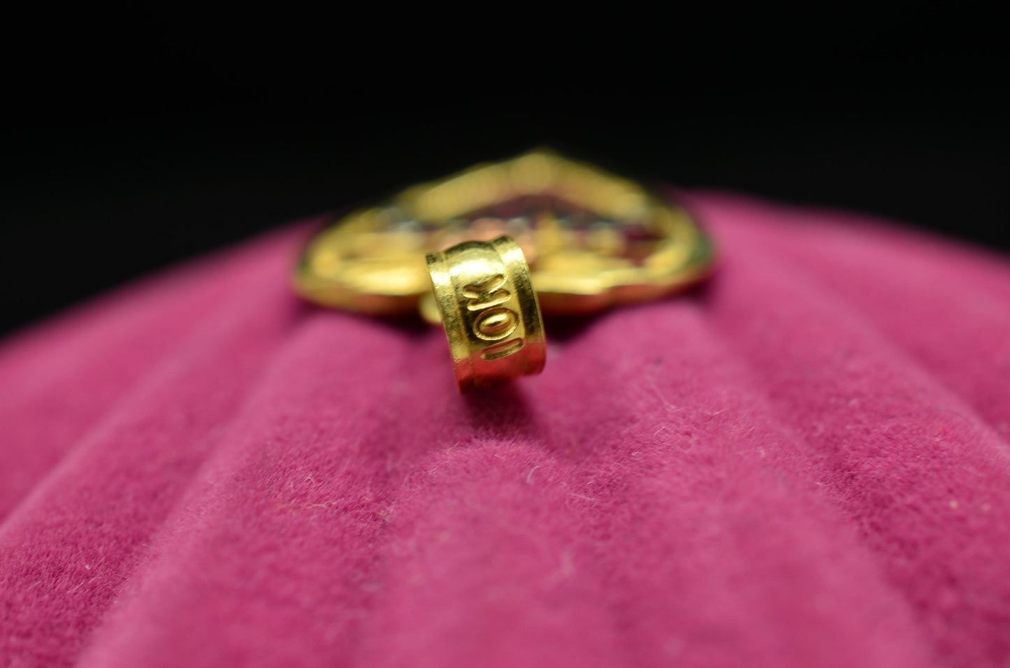 10K Yellow Gold Open Heart "MOM" Pendant Charm w/ Rose -Sparkles in the Light