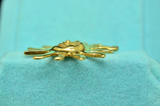 18K Yellow Gold Smiling Sun Face Pendant Charm