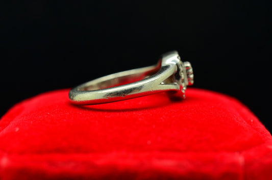 925 Sterling Silver Halo Setting Ring with Diamonds 0.29 tcw Size 5.5
