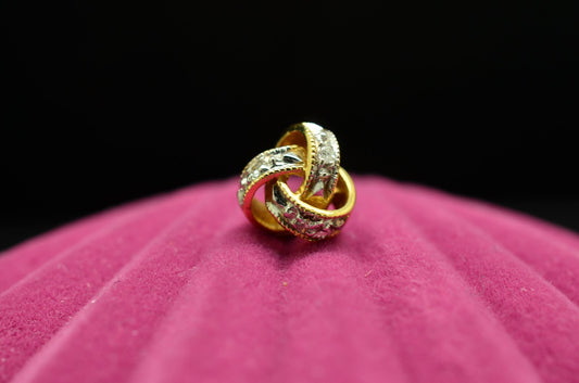 14K Yellow Gold Love Knot Design Single Stud Earring w/ Diamonds -just one