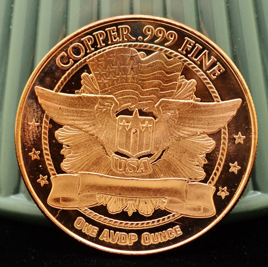 1 oz American Eagle .999 Fine Copper Art Round 39mm 28.7g