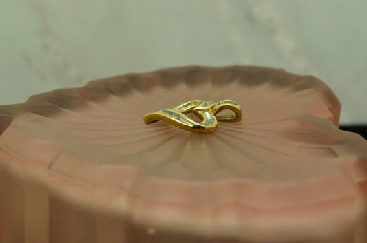 10K Yellow & white gold open heart w/ diamonds pendant charm 1/4 tcw #D3784