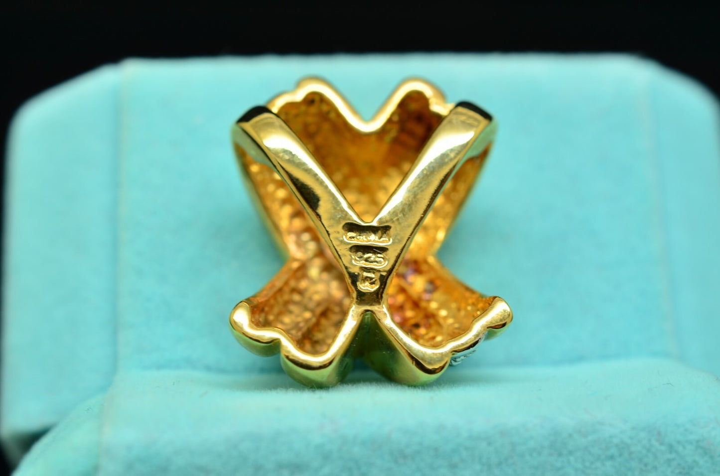 Vermeil 925 Sterling Silver X Crossed Design Pendant Charm w/ Diamonds