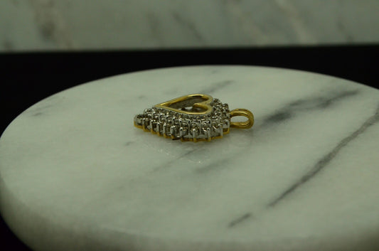 10K Yellow gold open heart w/ diamonds pendant charm 1/2 tcw #D3777