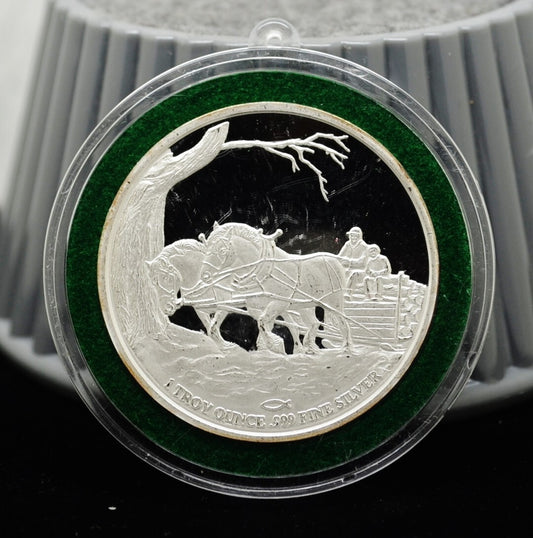 1996 Merry Christmas 1 Oz .999 Silver Art Round in Capsule