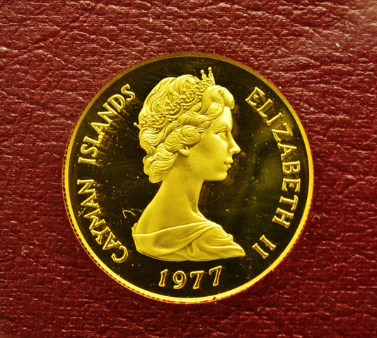 1977 Cayman Islands $50 Gold Proof Queen Mary II Commemorative