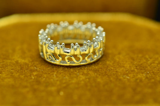 14K White Gold Diamond Covered Small Circle Of Love Pendant Charm 0.26 tcw