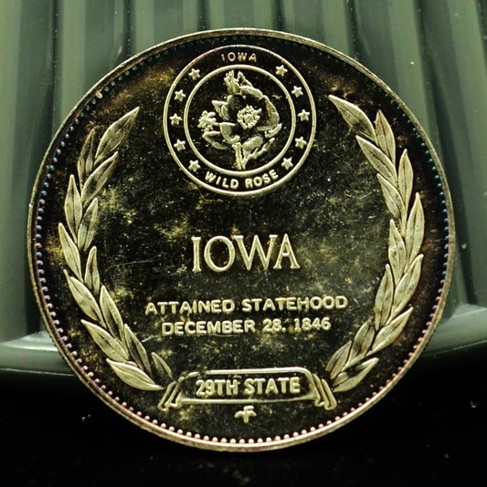 925 Silver Franklin Mint Art Round State of Iowa