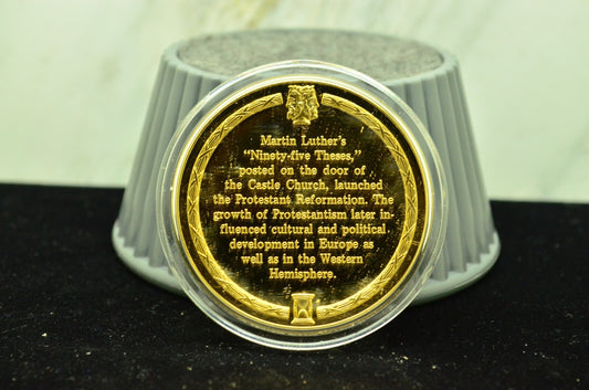 925 Silver Franklin Mint Art Round History Of Mankind Martin Luther Reformation
