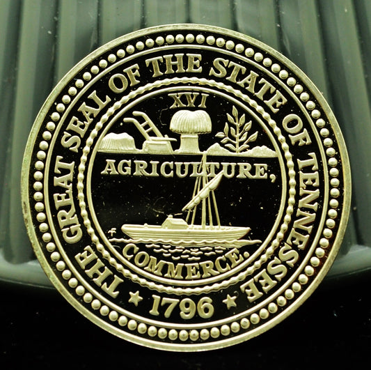 925 Silver Franklin Mint Art Round State of Tennessee