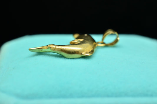 Crater 10K Yellow Gold Dolphin Pendant Charm