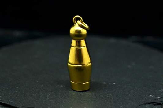 14K Yellow Gold hollow vase / bowling pin / chess pawn pendant charm