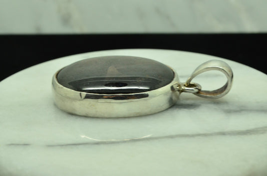 925 Sterling Silver labradorite oval pendant charm -large & heavy