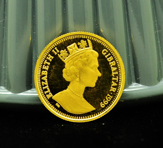 1999 Gibraltar 1/10th Royal Proof Cherub .9999 Gold 1/10th Oz AGW