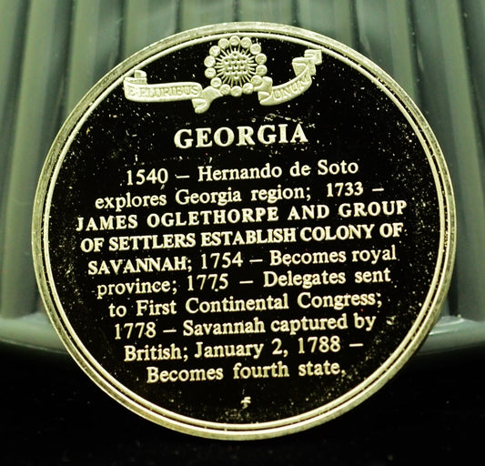 925 Silver Franklin Mint Art Round State of Georgia
