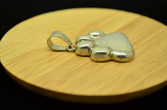 925 Sterling Silver paw print hollow pendant charm