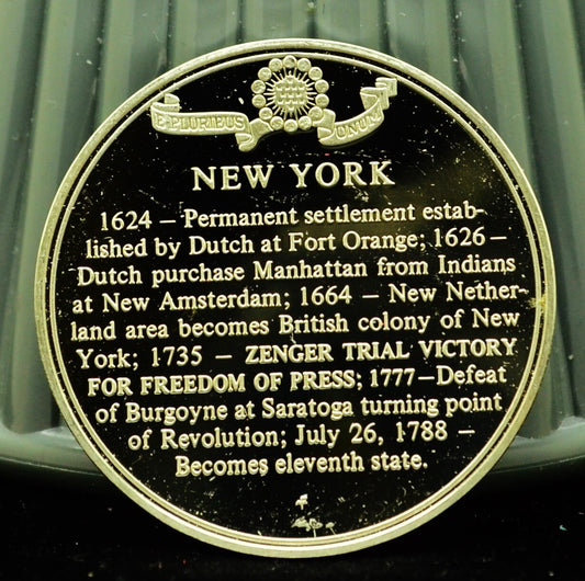 925 Silver Franklin Mint Art Round State of New York
