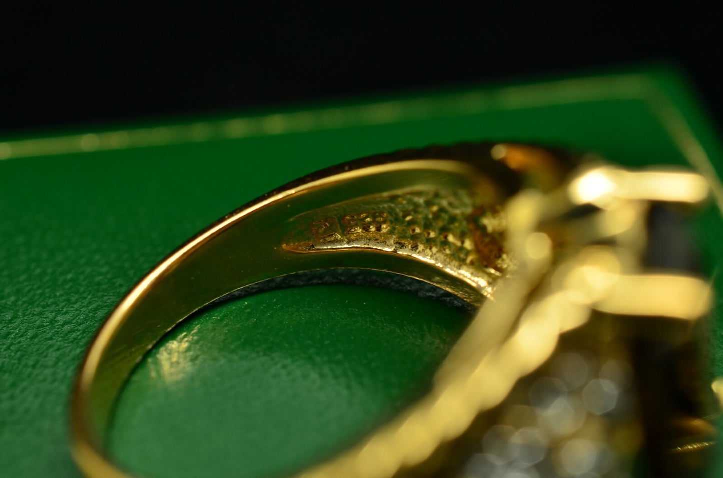 Vermeil 925 Sterling Silver Smoky Quartz Two Tone Design Ring Band Size 6.75