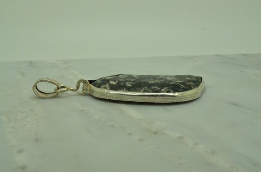 925 Sterling Silver agate solitaire pendant charm -very large