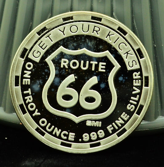 Route 66 Silver Art Round -1 Troy Oz .999 Silver