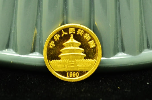 1990 China Panda 5 Yuan 1/20th Troy Oz .999 Gold