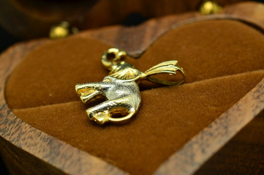 14K Yellow & White Gold Two Tone Elephant Pendant Charm