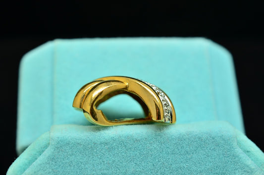 Vermeil 925 Sterling Silver X Crossed Design Pendant Charm w/ Diamonds